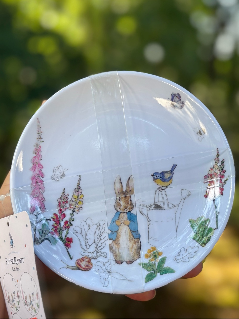 4 Peter Rabbit White Decorative Plate with Garden Illustration
